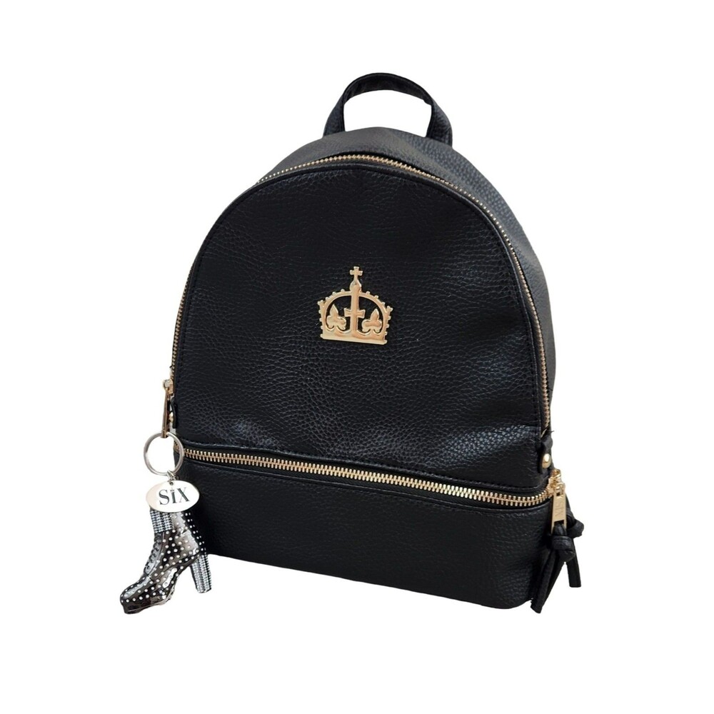 SIX Broadway Musical Black Backpack With Sparkly Boot Keychain